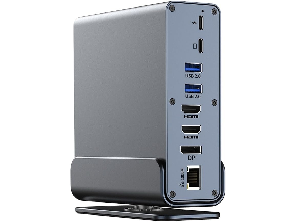 Estación de acoplamiento USB-C 15 en 1 con concentrador vertical para tres monitores 4K HD SFUSHOS