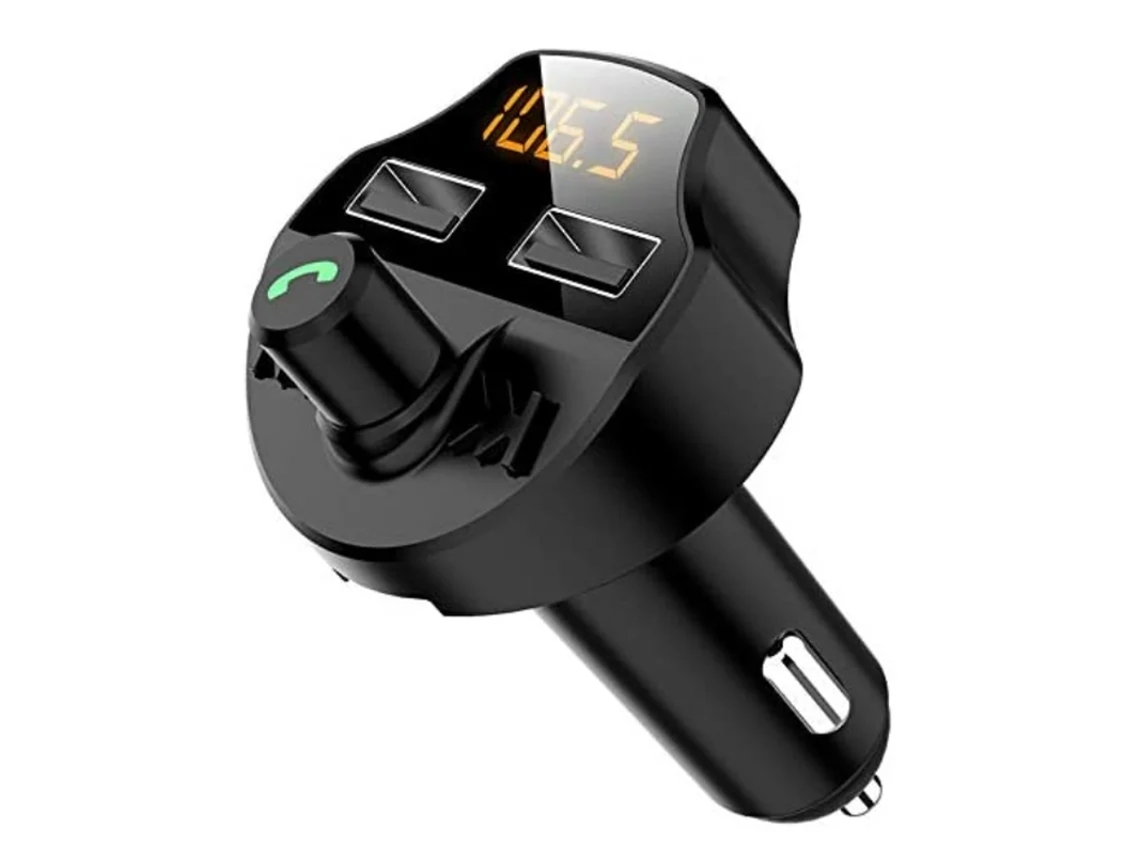 Transmisor FM Bluetooth Dos puertos USB Voltaje del automóvil Pantalla LED Reproducir tarjeta TF/Usb Llamadas manos libres YIZHOOD Negro