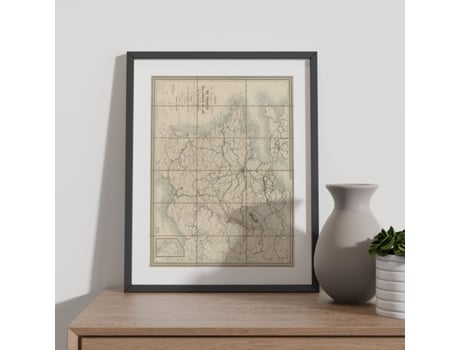 NACNIC Pósters Geográficos En Estilo Vintage Mapa De Francia De 1865 Ilustraciones De Antiguos Mapamundis En Tonos Sepia Tamaño A3, Con Marco Blanc...