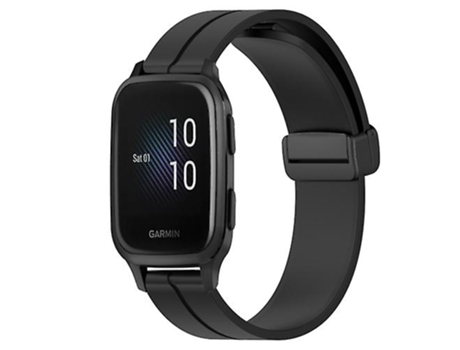 Correa para Garmin Venu Sq 2 20 mm Color sólido Cierre magnético Correa de reloj de silicona negra VENISYMLIS