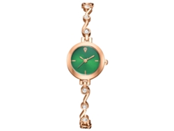 Reloj De Pulsera Analógico De Cuarzo Con Pantalla Redonda Sencilla Y Elegante (brazalete De Oro Rosa Con Espejo Verde).