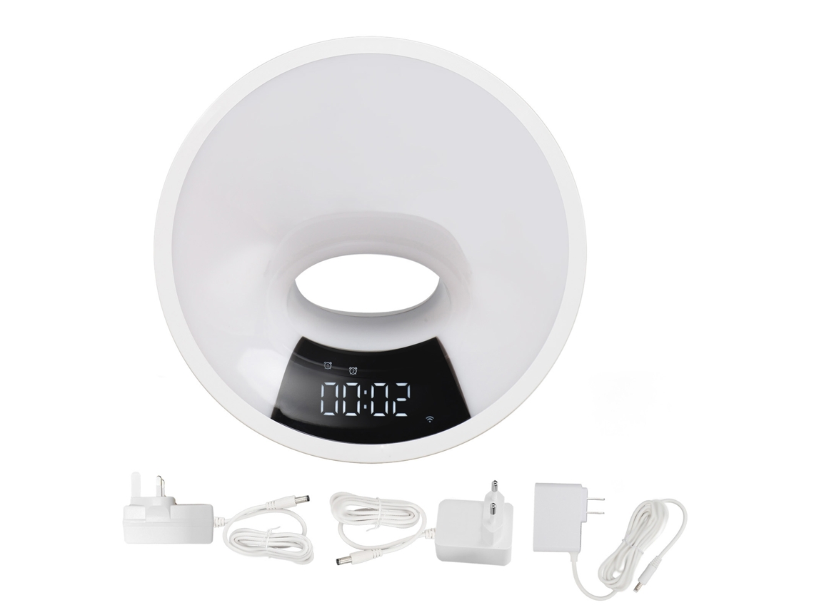 Reloj Despertador Con Luz De Amanecer, Simulación De Amanecer, 7 Ruidos Blancos, Control Por Aplicación Wifi, Enchufe Usb.