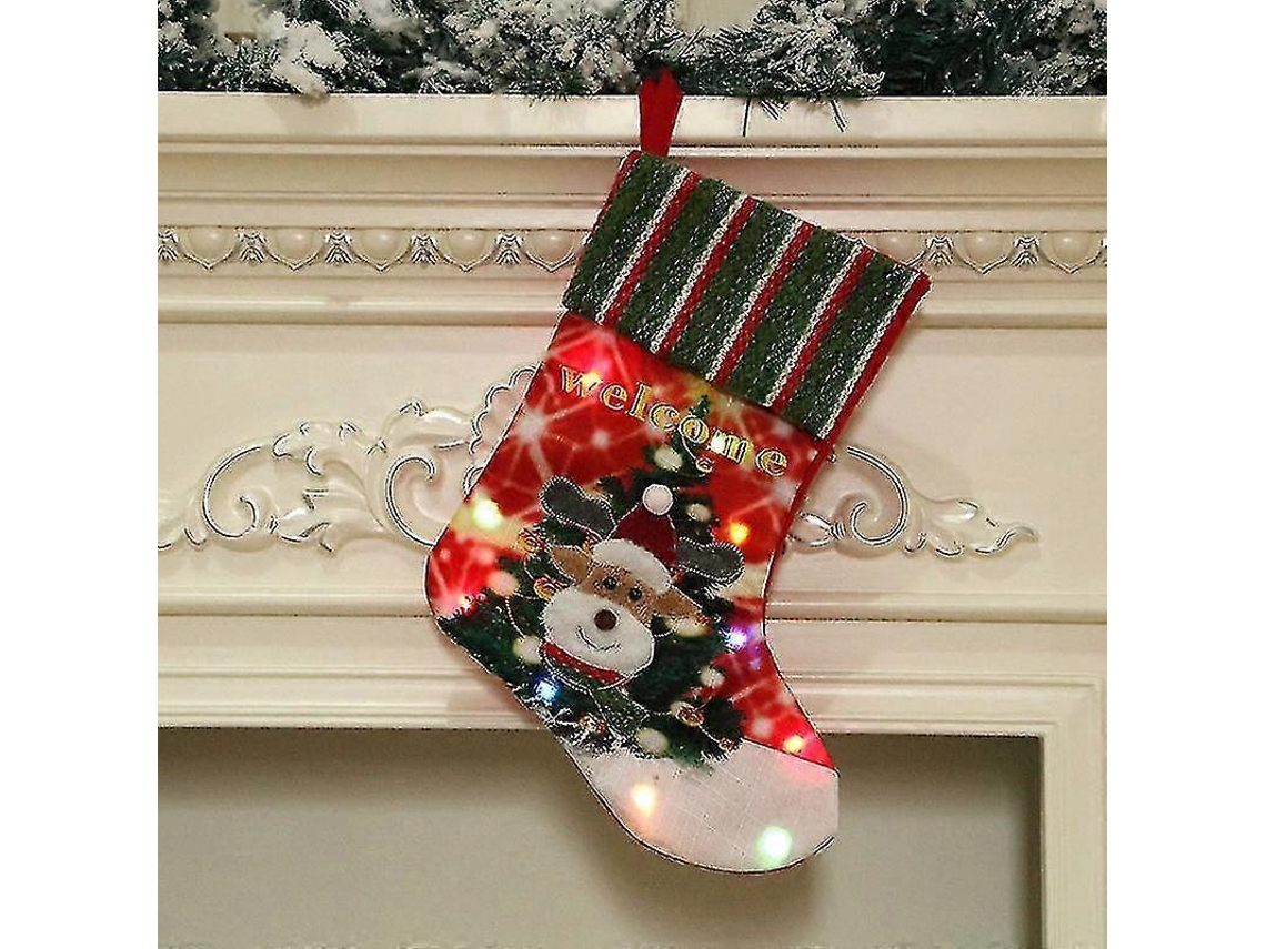 Kit de calcetines navideños con luces LED, muñeco de nieve 3D brillante, base para pingüinos y luz nocturna. Hengjian