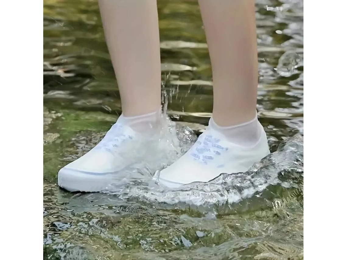 Brancomxanes 1 Par Capas Impermeáveis Antiderrapantes Silicone Sapatos Ciclismo Alta Elasticidade Resistentes Desgaste Unissex Chuva Reutilizáveis