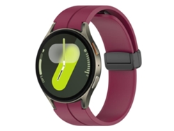 Bracelete Para Samsung Galaxy Watch 7/fe/6/5/4 - Silicone Com Fivela Magnética Preta Dobrável - Vinho Tinto