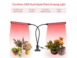 2026-luz De Crecimiento Para Plantas Led Tomshine 24w Doble Cabeza Espectro Rojo Dimmable Con Temporizador 3/6/12h