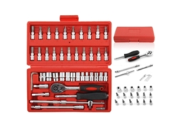 Set De Herramientas De Llave De Ratchet Y Socket Métrico 1/4 Drive Con Caja 46 Piezas