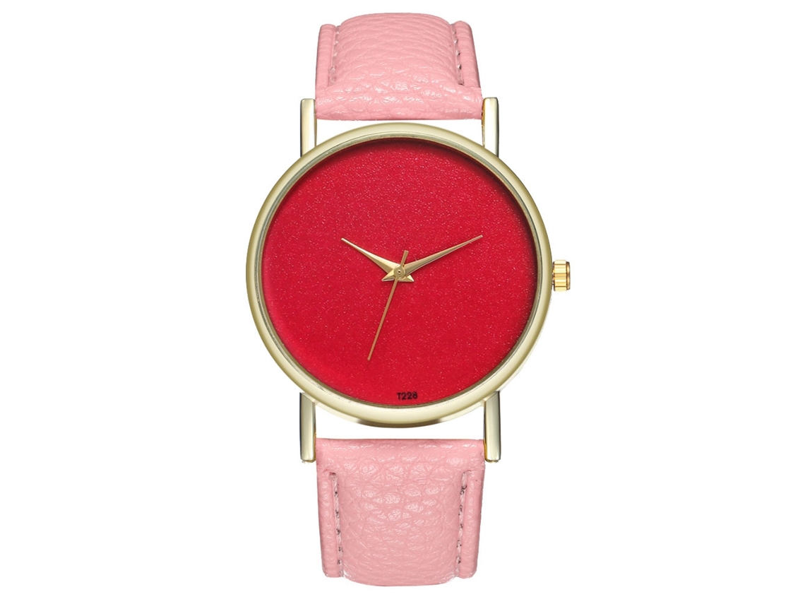Reloj De Pulsera De Aleación Con Dial Redondo Analógico De Cuarzo Para Mujer Y Hombre (rosa)