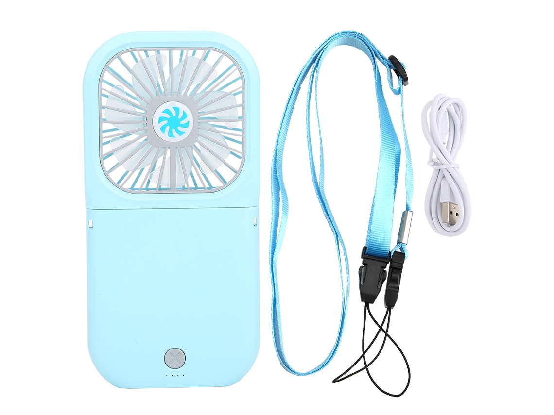 Ventilador portátil plegable recargable por USB con luz azul