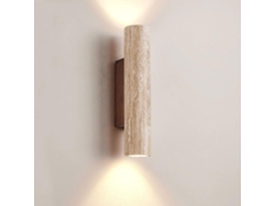 Aplique De Pared Led Moderno, Travertino Amarillo Natural, Sencillo, Con Iluminación Doble Hacia Arriba Y Hacia Abajo - 32 Cm De Alto