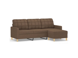 Maison Exclusive - Sofá De 3 Plazas Con Taburete De Tela Marrón 180 Cm