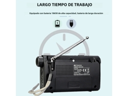 Radio Portátil Mdug Con Batería Recargable Y Altavoz, Luz De Emergencia Y Zumbador