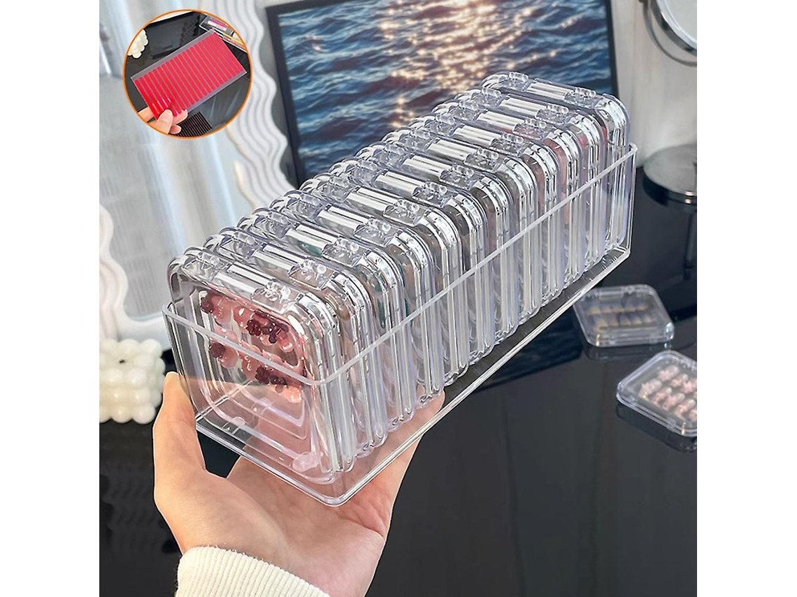 Juego de cajas organizadoras transparentes vacías para uñas postizas, ideales para el hogar y para viajar. Hengjian