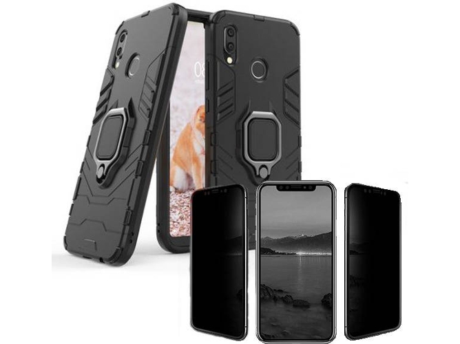 Kit Carcasa y Protector Privacy Huawei P20 Lite Military Defender Negro