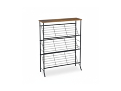 Relaxdays Zapatero Industrial, 9 Pares, 89,5x60x23,5 Cm, Organizador Zapatos Metálico, Baldas Inclinadas, Negro/marrón