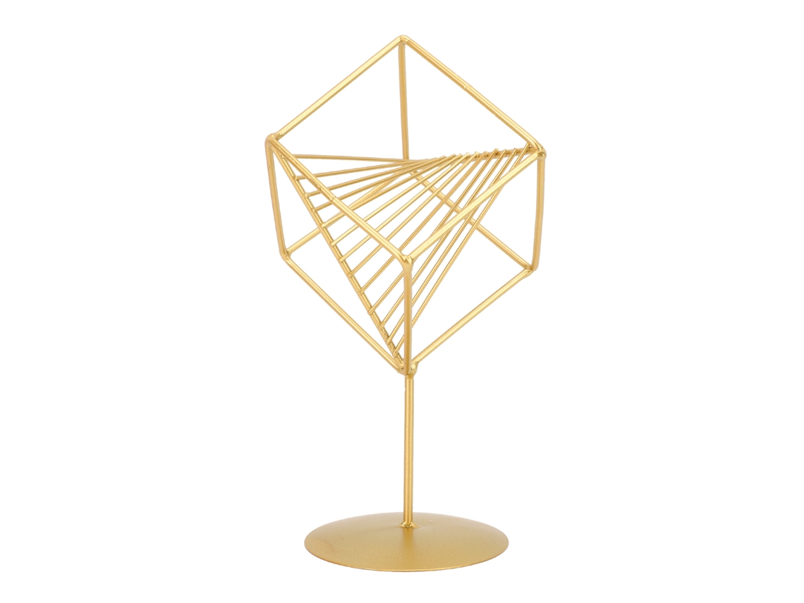Rebe - Escultura de mesa geométrica dourada em ferro 3D, arte ornamental para sala de estar, escritório ou sala de estudos.