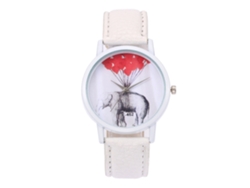 Reloj De Pulsera De Mujer De Cuarzo Con Esfera Redonda Y Correa Pu Blanca Fashion