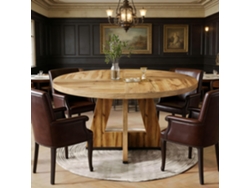Mesa de comedor redonda, estilo rústico, espaciosa y de diseño. Mesa de comedor HONGRUI TECH (Mesa incluida, sillas no incluidas).