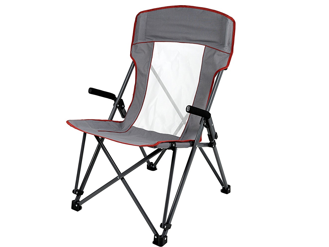 Silla plegable camping antivuelco gris c/reposabrazos removíbles AKTIVE