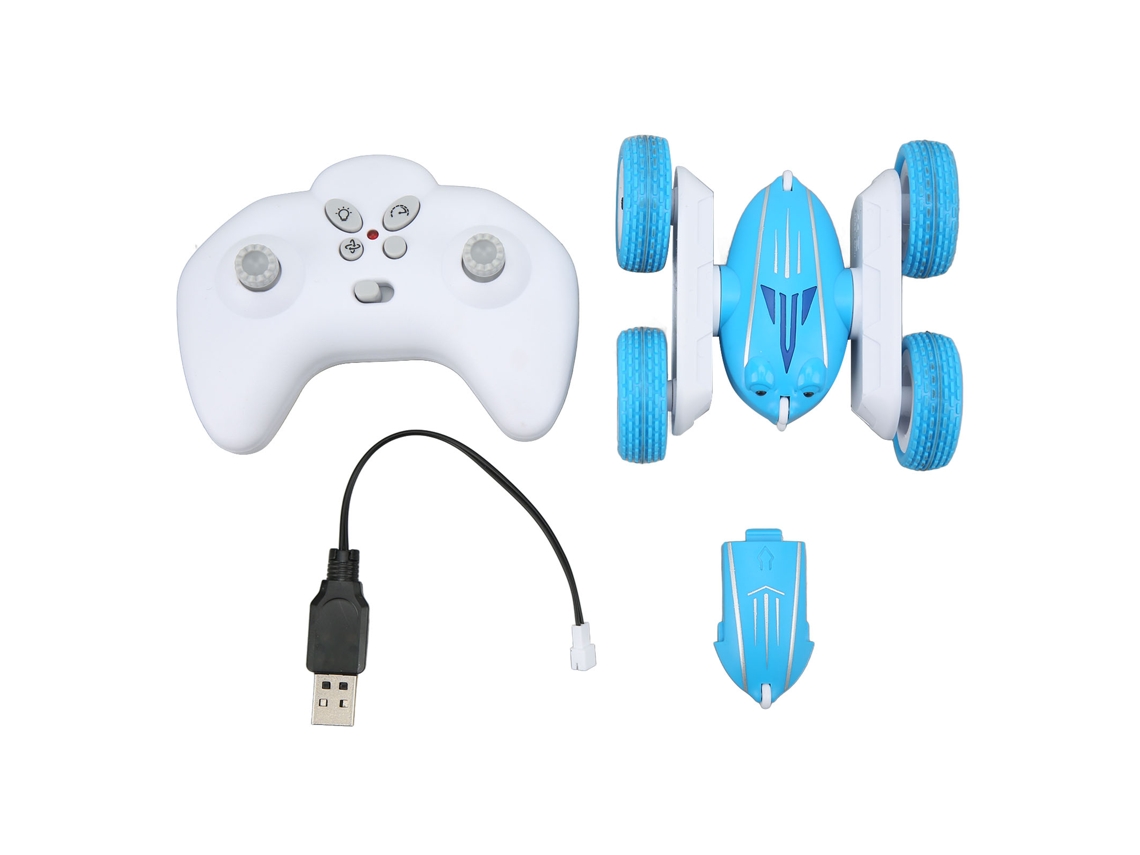 Coche acrobático RC 2.4GHz 2026 con rotación de 360°, sistema anticolisión, control remoto, mini eléctrico, doble cara, azul