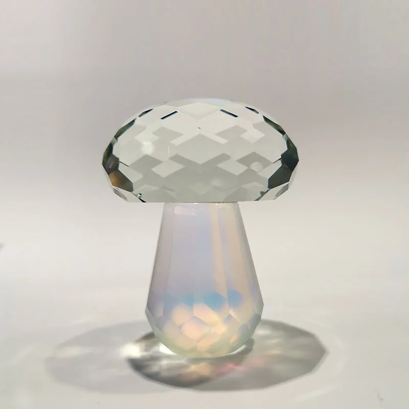 Adorno De Hongo De Cristal Transparente (53 Mm), Joyería De Vidrio Tallado, Artesanía.
