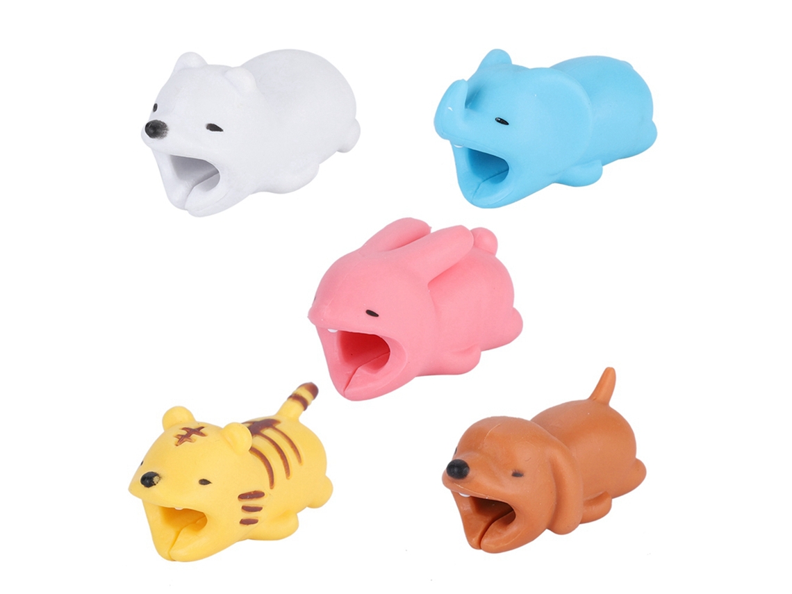 5 Pcs Protector De Mordeduras De Cable De Animal De Dibujos Animados, Cubierta Anti-rotura Para Cable De Datos Para Iphone