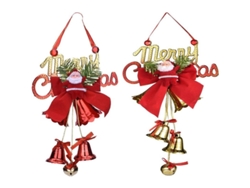 Campana Navideña Con Lazo Y Papá Noel, 2 Piezas De Decoración Para Árbol De Navidad