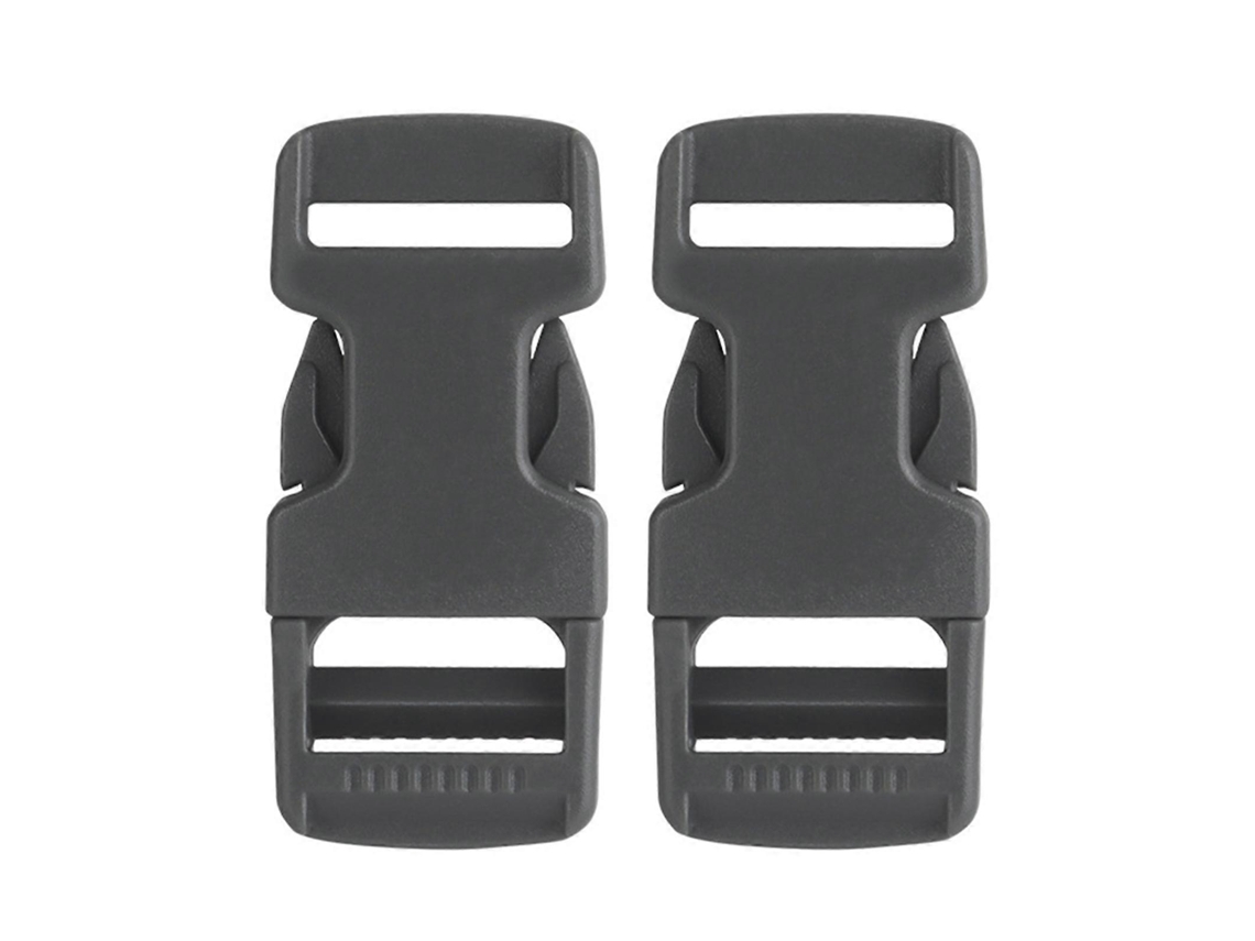 Juego de 2 hebillas laterales de liberación rápida para cintas de 2 cm. Prácticas hebillas de repuesto con clips. Color gris.