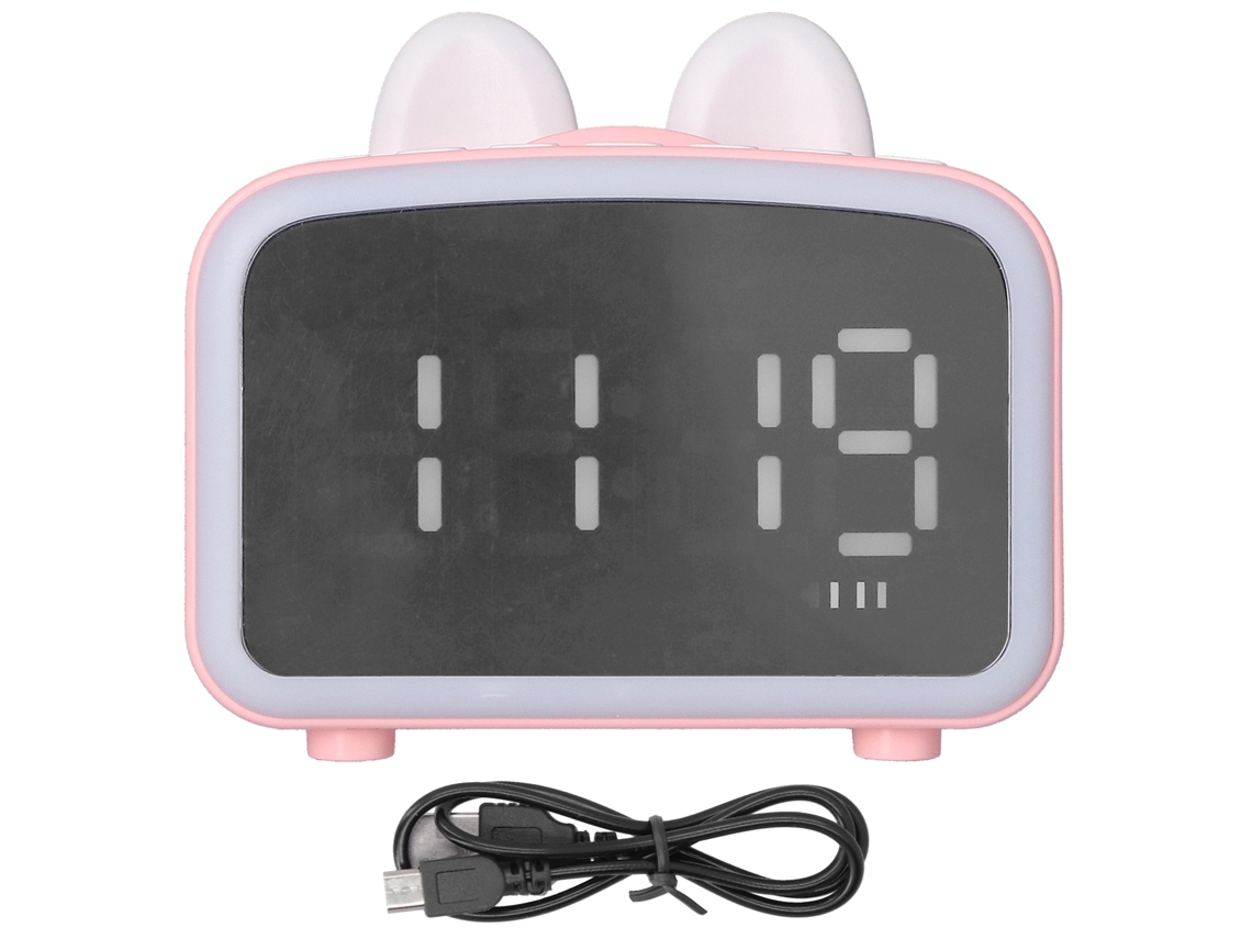 Relógio Digital Cartoon Com Alto-falante Bluetooth, Despertador, Rádio Fm, Multifuncional Rosa Para Quarto Escritório