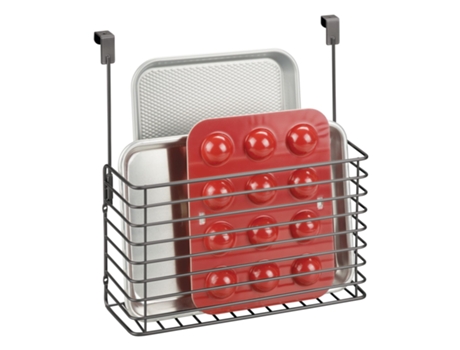 Canasta De Organizador De Metal Para Utensilios De Cocina Gris MDESIGN