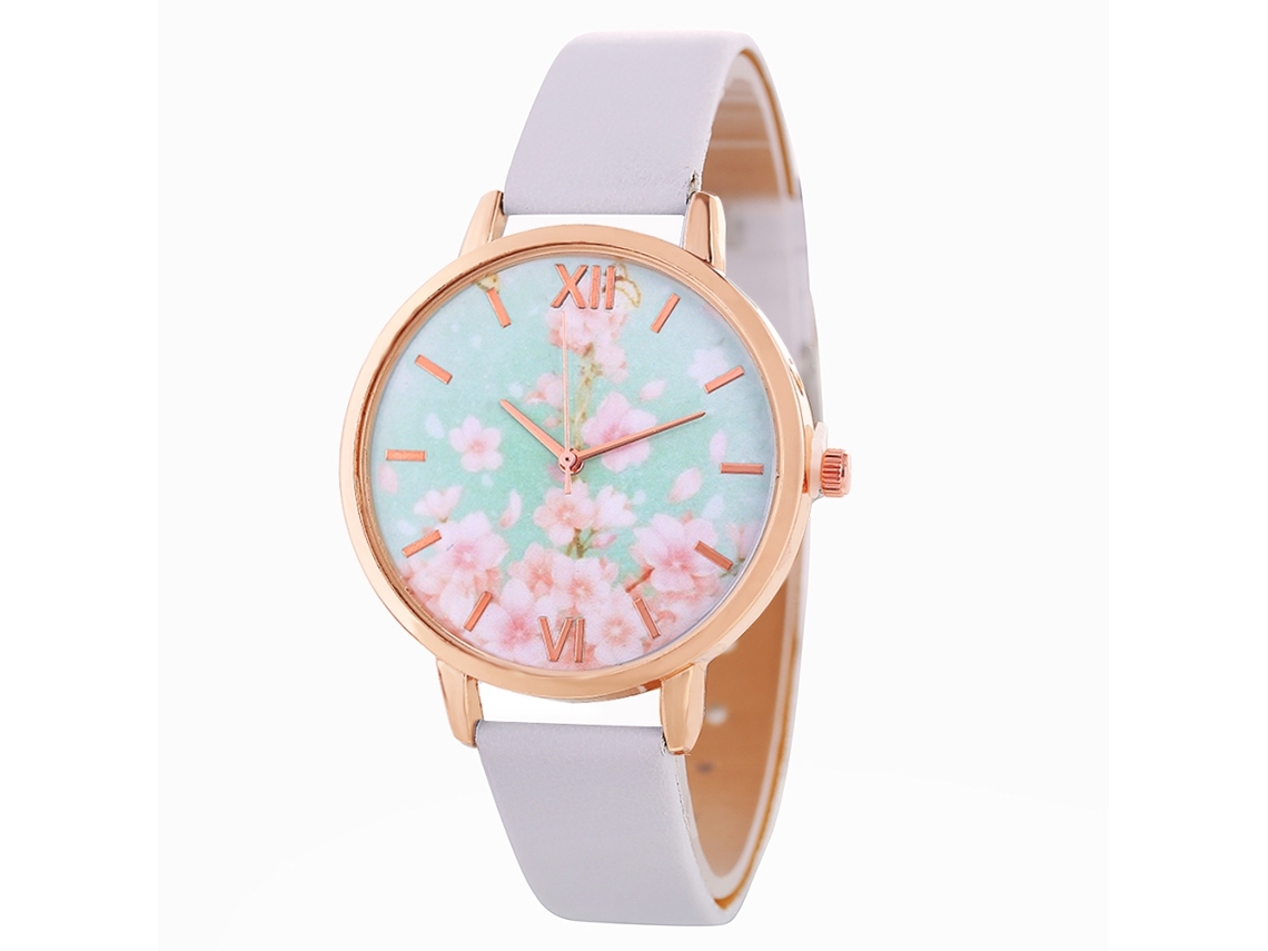 Reloj De Pulsera De Cuarzo Sencillo Para Mujer Con Correa De Piel Sintética Blanca.