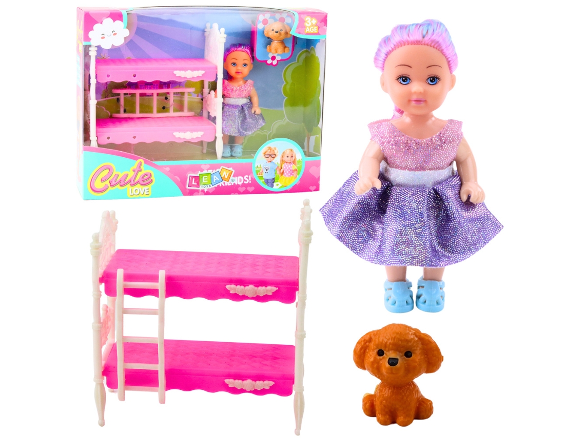Mini muñeca con vestido, cama de dos pisos para cachorro, conjunto B.active