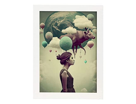 NACNIC Poster Imaginación En Estilo Surrealismo Cinematográfico Ilustraciones Y Grabados De Historieta Abstracta Y Artística A4 Marcos Blancos