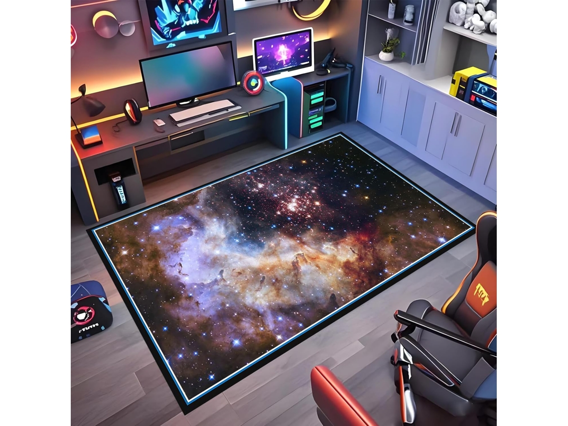 Tapete Protetor Cadeira Gamer Piso Antiderrapante 80 X 100 Cm Piso Azulejo Laminado Azul Chão