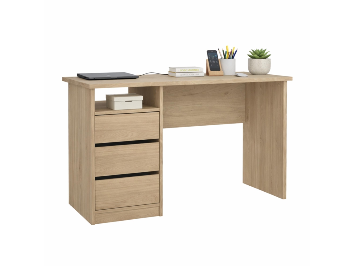 Mesa Escritorio De Ordenador Sil Oak Con 3 Cajones  Jackson Hickory 110x49x76 Cm