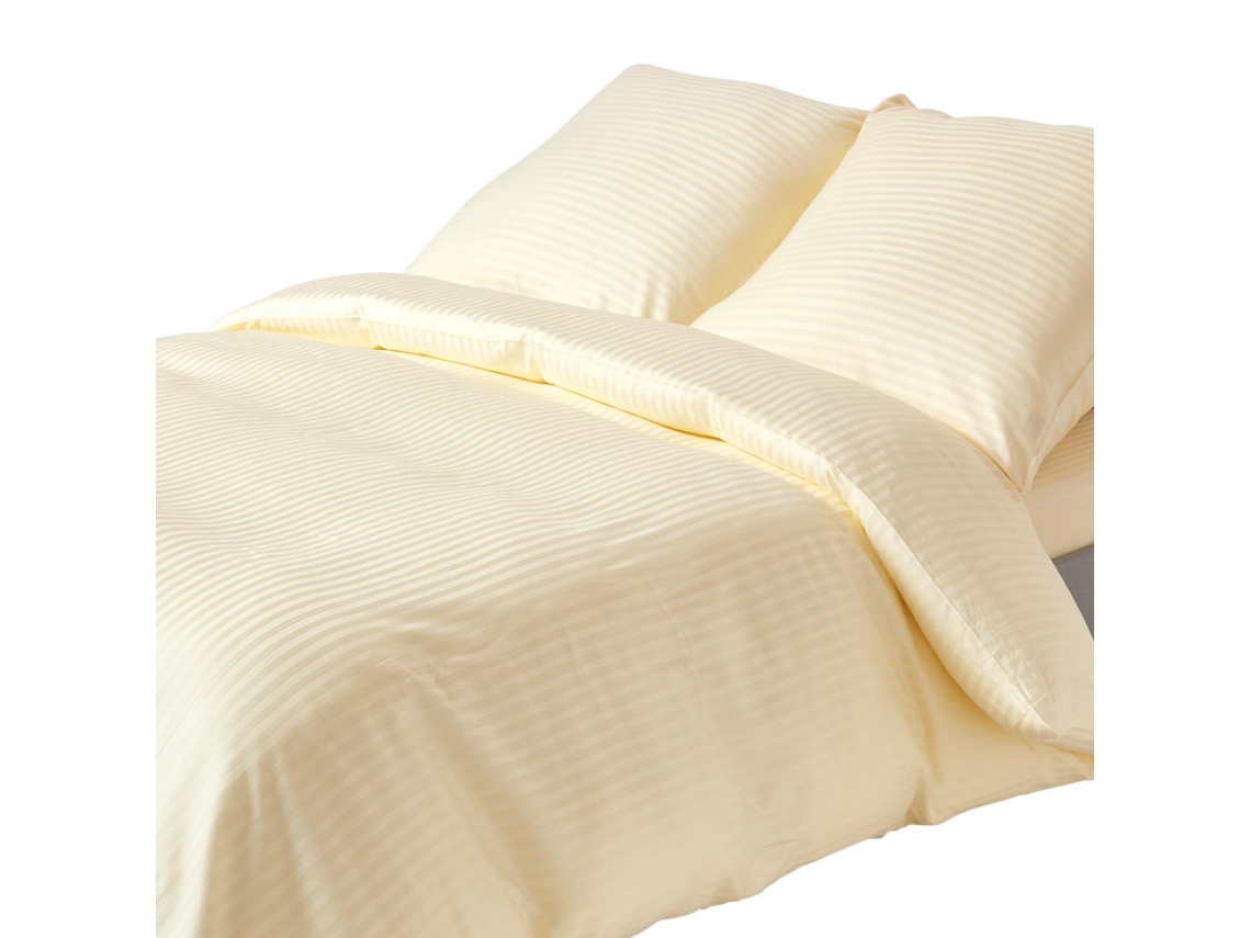 Homescapes Pastel Yellow European Size Egyptian Cotton Duvet Cover Set 330 Tc, 155 X 220 Cm