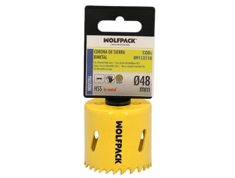 Corona Sierra Bimetal Ø 48 mm Templado Termico. Base Reforzada. Corona Madera. Broca Agujeros Madera. Acero. Hierro. Plasticos WOLFPACK LINEA PROFE...