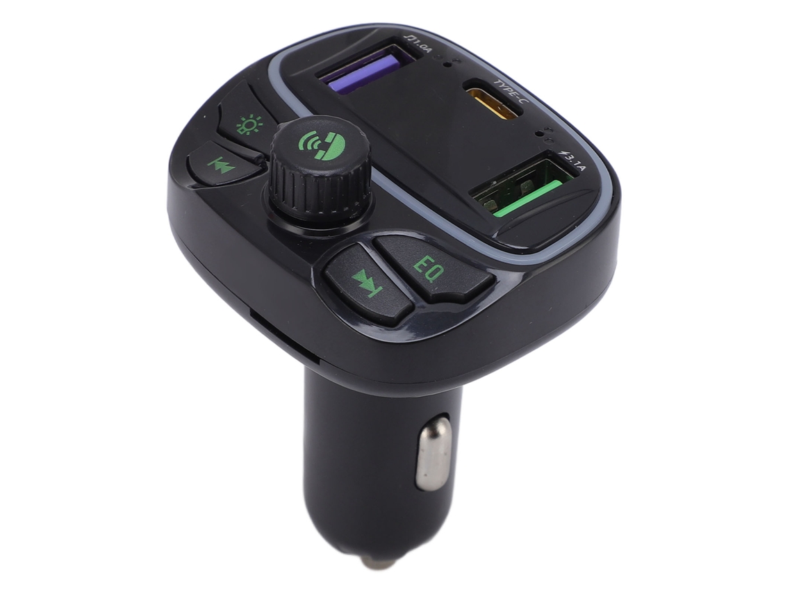 Transmissor De Rádio Fm Sem Fio Carro Adaptador Usb C Bluetooth Reprodutor De Música Mp3 Com Display Digital
