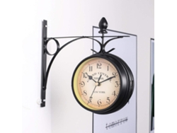 Reloj de pared retro estilo estación Paddington, soporte decorativo doble Kofihety