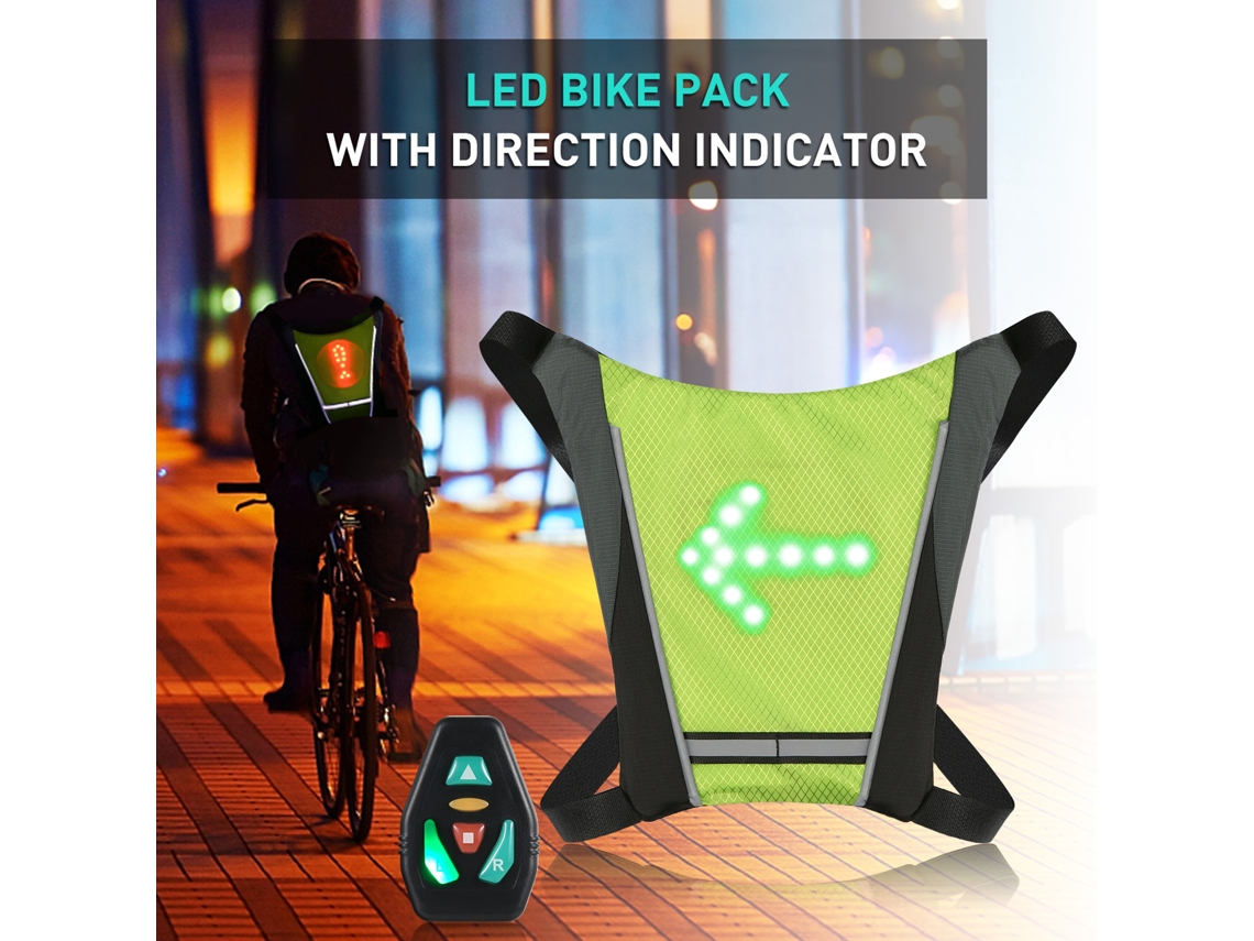 Mochila De Ciclismo Con Luz De Señalización Led, Control Remoto Recargable Por Usb, Reflectante, Ultraligera.