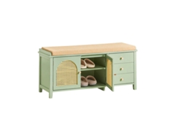 Banco de Zapatero SOBUY FSR129-GR con 2 Puertas Y 3 Cajones (Verde - 100x34x46 cm)