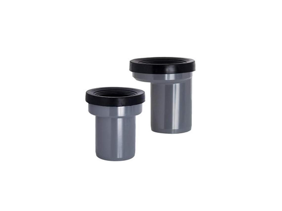 Manguito de conexión excéntrica para inodoro de 110 mm, PVC rígido con junta de goma, marca Abrisa.