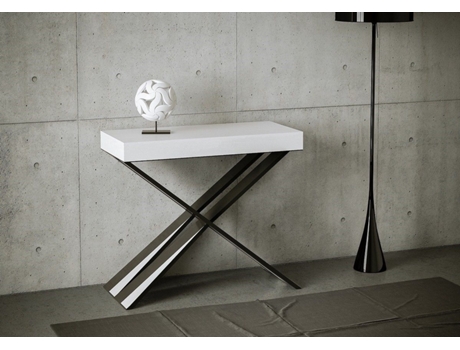 Consolas Diago Small Premium Extensible hasta 196 cm ITAMOBY (90 x 40 x 77 cm - Paneles de Melamina - Fresno Blanco)