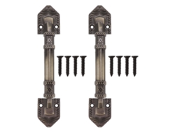 Tiradores de puerta de bronce antiguo estilo Grange con tornillos.