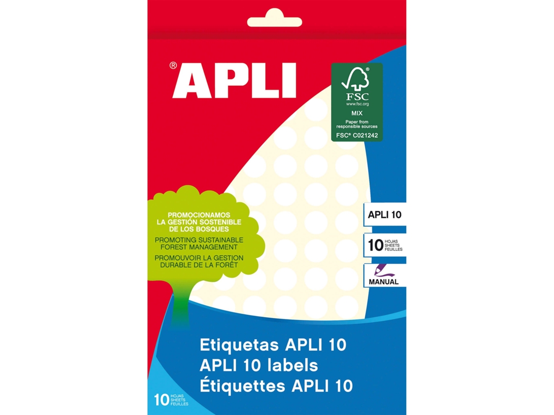 Etiquetas Manuscritas APLI (Blanco - 10 Ø 10 mm)
