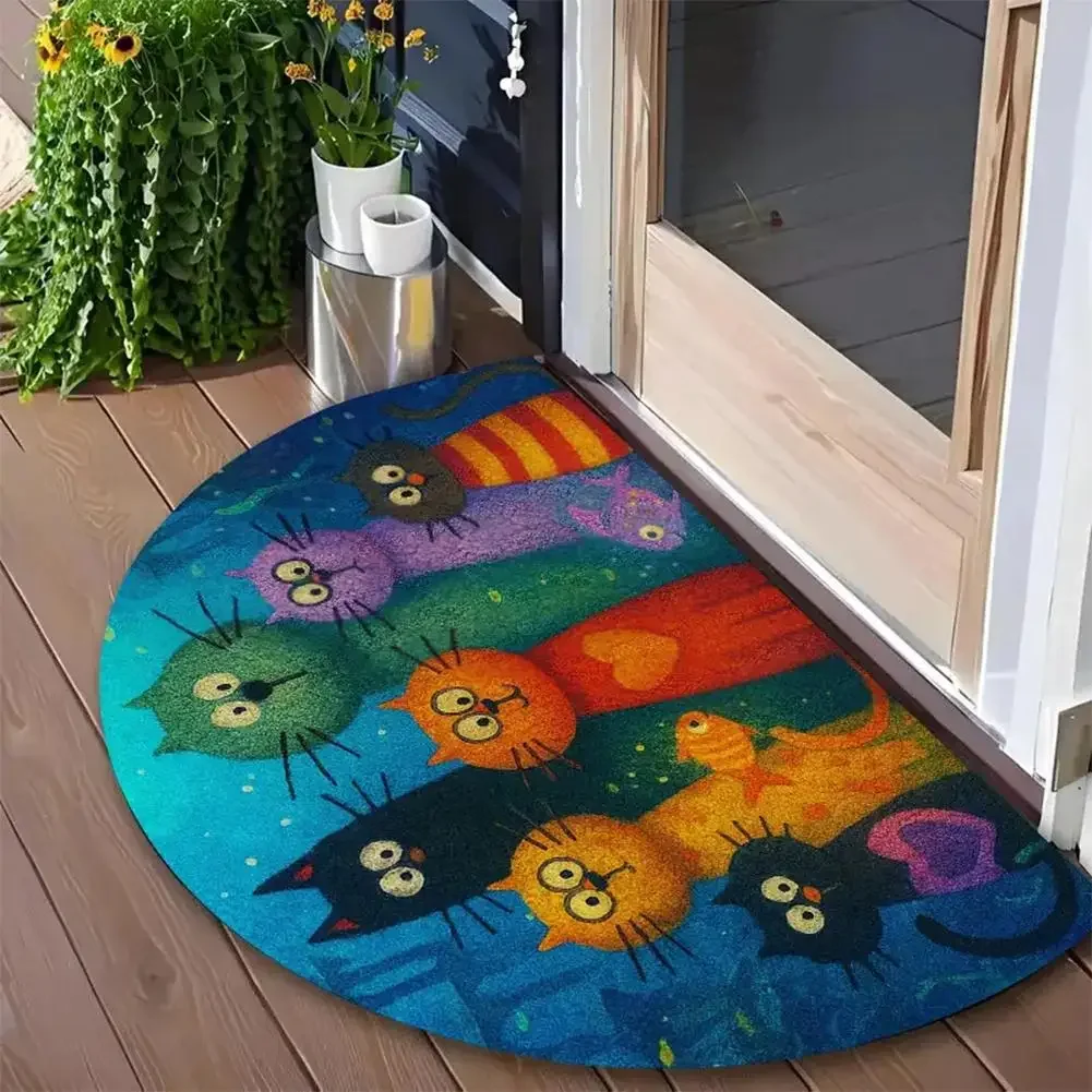 (estilo 20 45x70cm) Felpudo De Entrada De Estilo Retro Con Mosaico En Forma De Abanico Semicircular