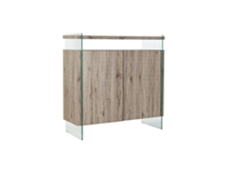 Aparador Cristal Templado Mdf Natural 120x44x120cm