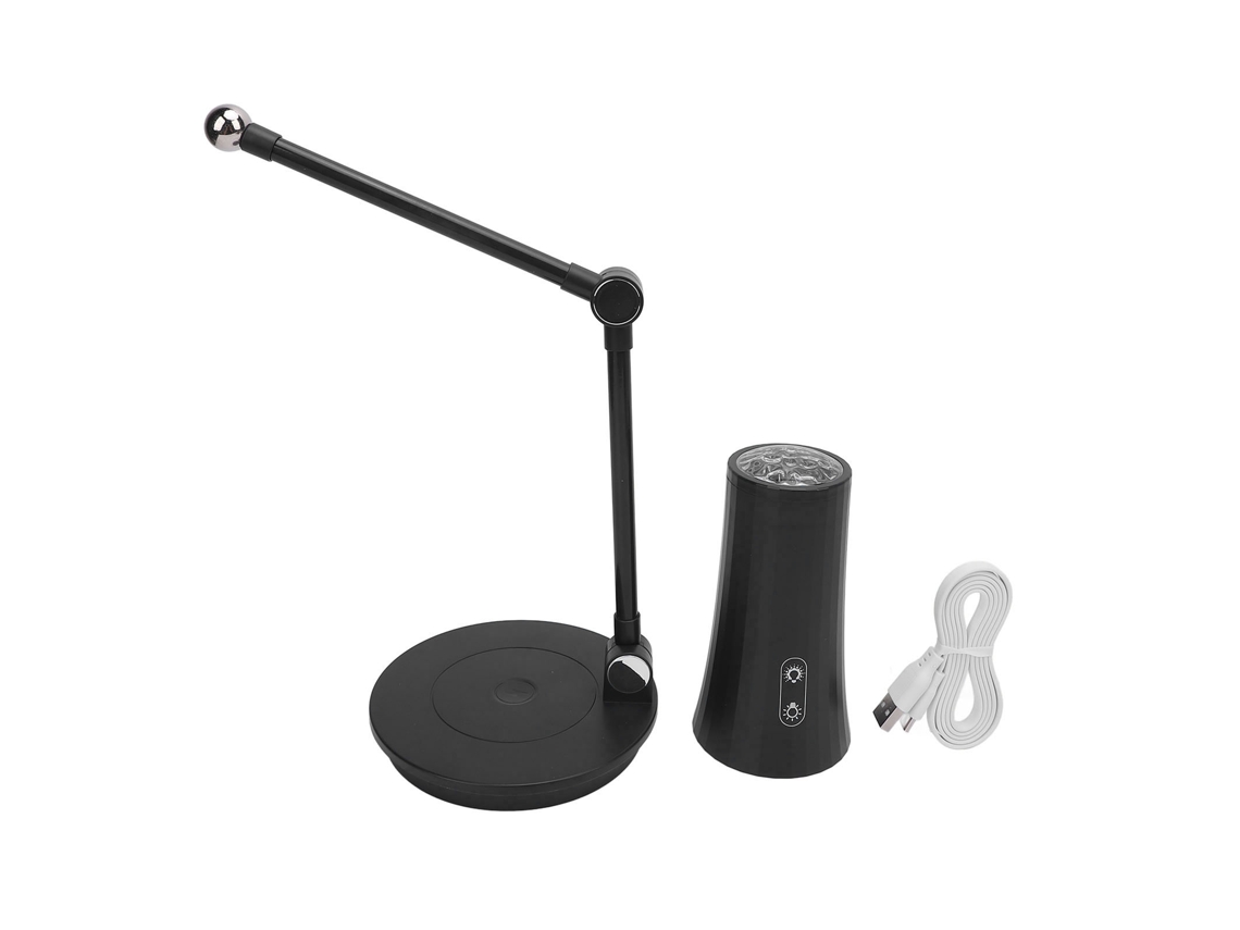 2026-lámpara De Escritorio Inalámbrica Led Con Control Táctil, Carga Magnética Y Proyección Rgb 3 Temperaturas De Color Negro