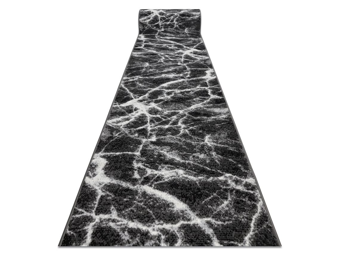 Alfombra de Pasillo Bcf Morad Mármol Antracita / Negro 70 cm