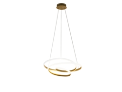 Lámpara colgante LED Diva regulable de 47 W, diseño moderno en aluminio dorado cepillado, luz cálida de 3000 K, anillos entrelazados de 65 cm de diámetro, Gea Luce
